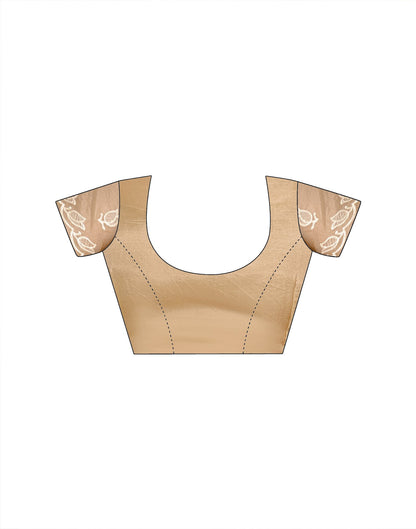 Beige Crush Tissue Embroidery Saree