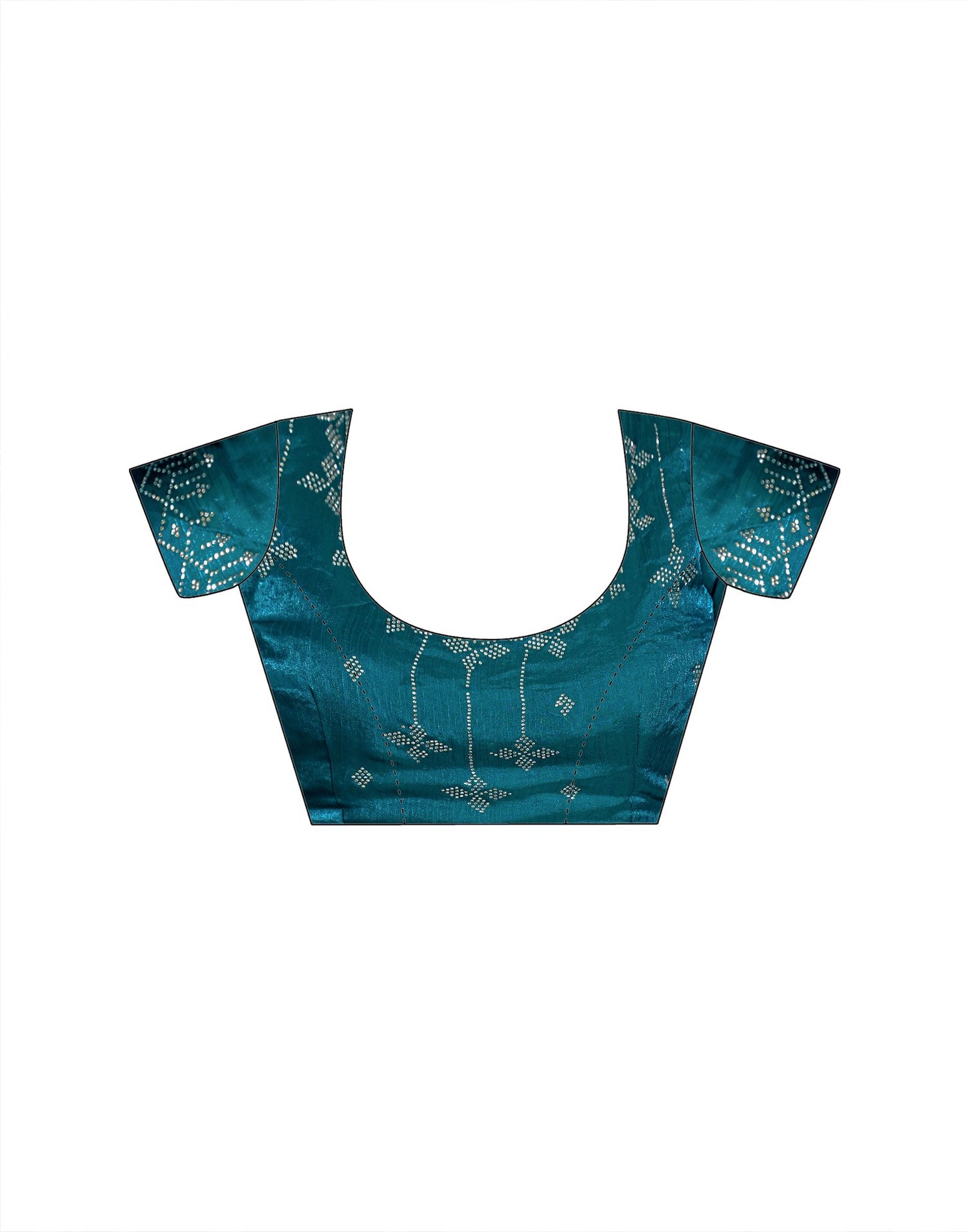 Teal Blue Shimmer Stone Work Swarovski Saree