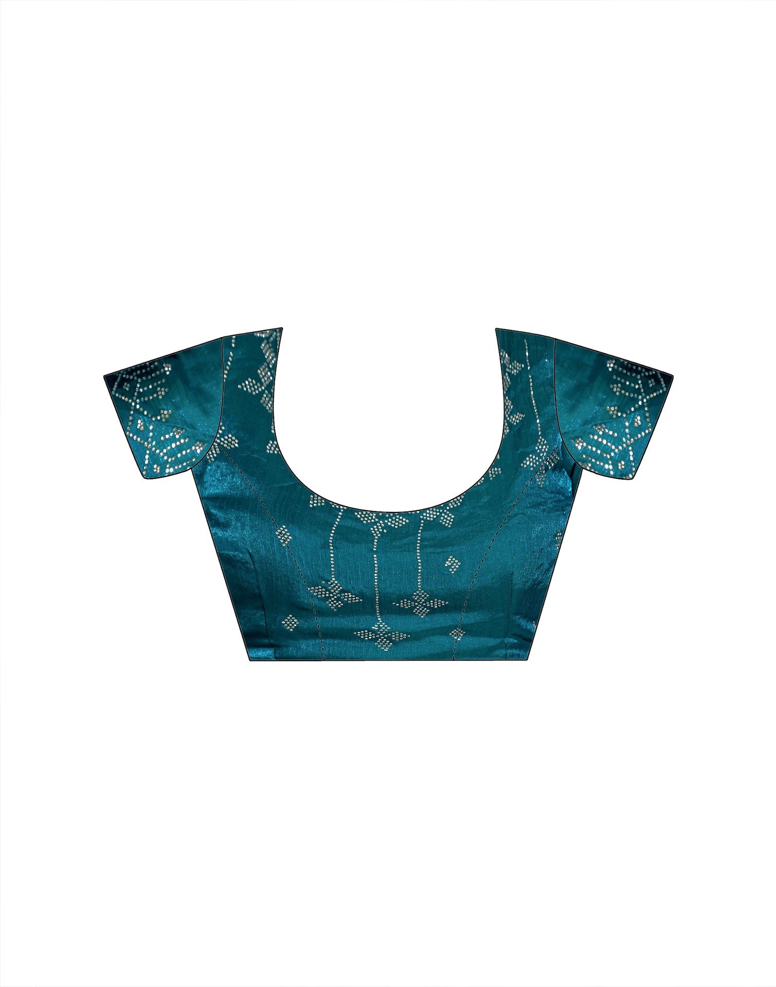 Teal Blue Shimmer Stone Work Swarovski Saree
