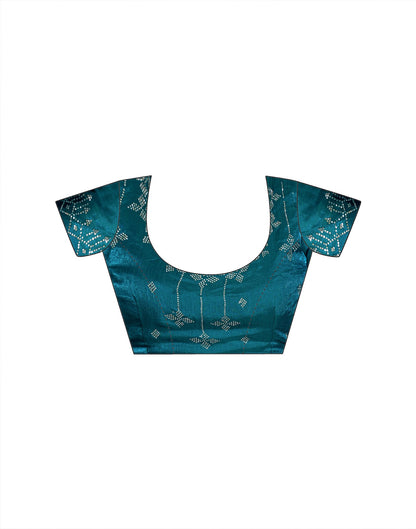 Teal Blue Shimmer Stone Work Swarovski Saree