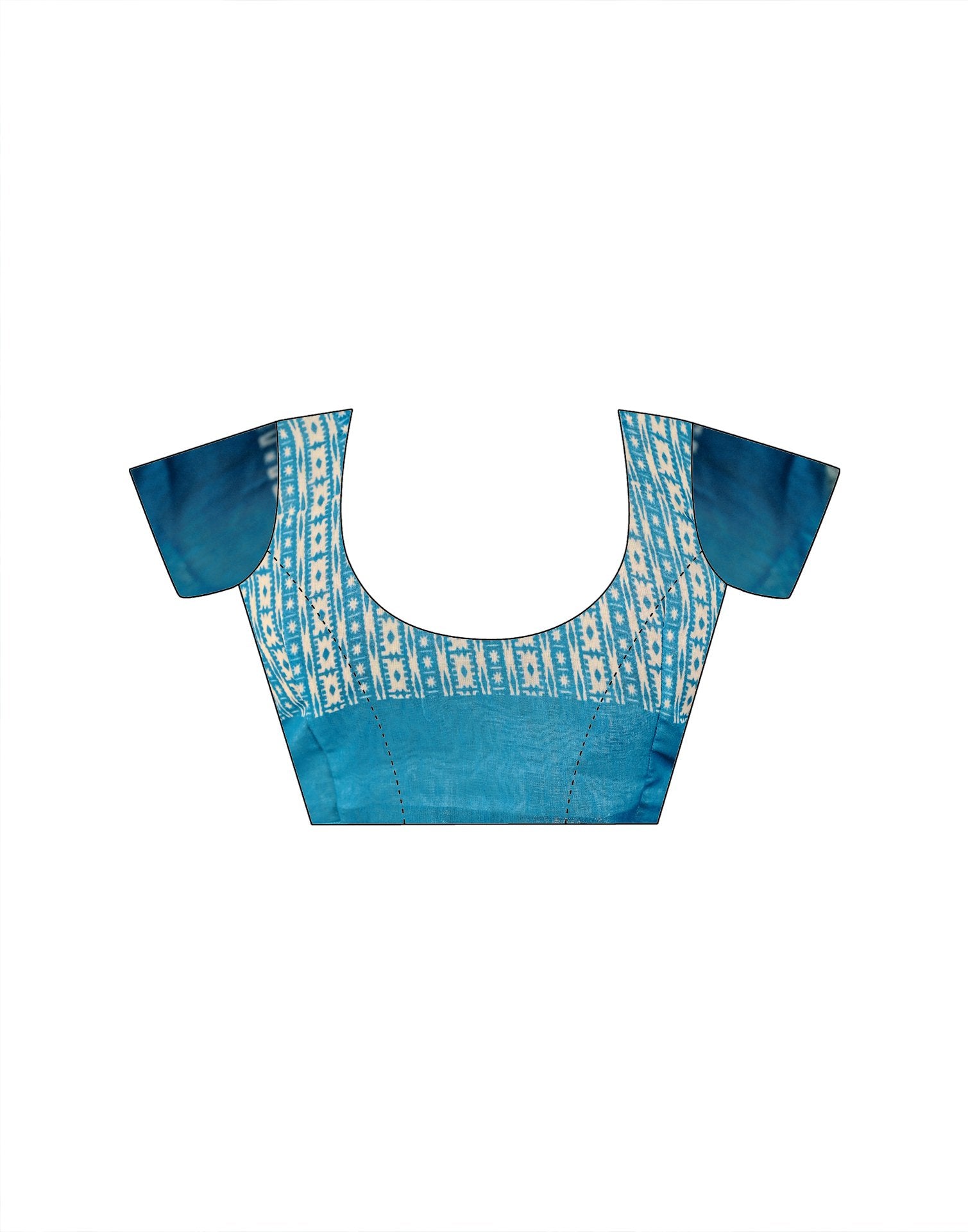 Ready To Wear Sky Blue Cotton Linen Printed Saree