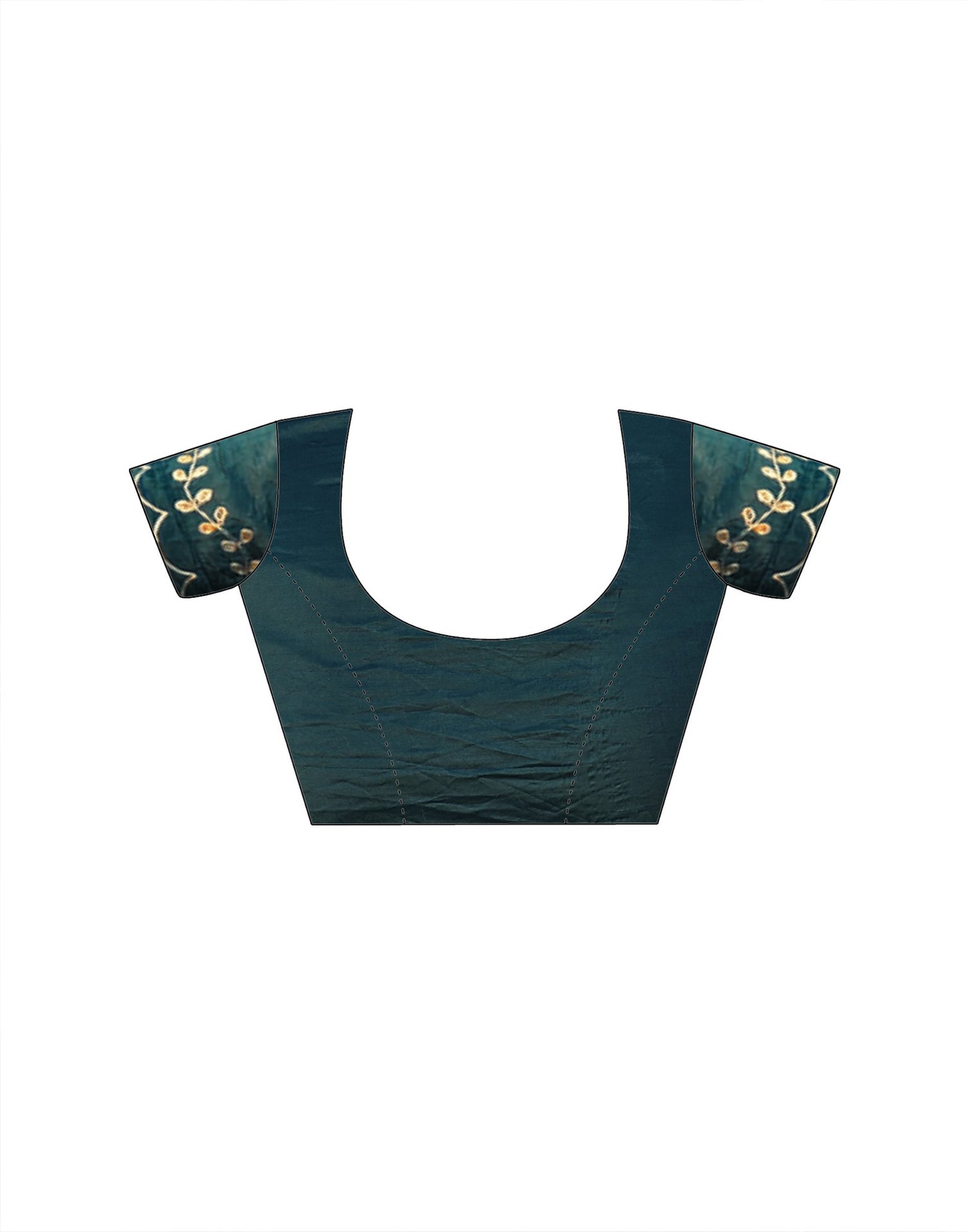 Dusty Teal Blue Crush Tissue Embroidery Saree