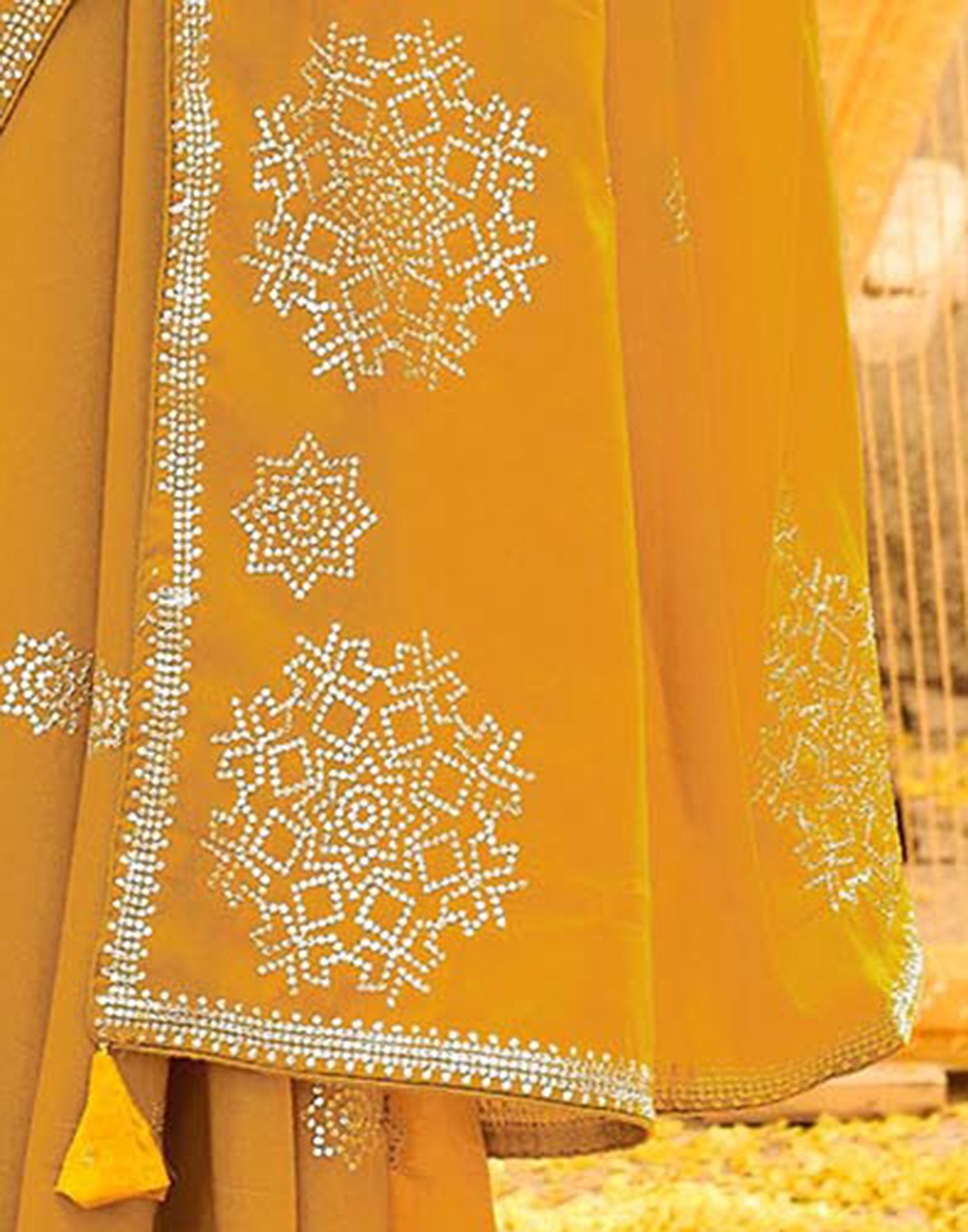 Yellow Shimmer Sequence Embroidery Saree