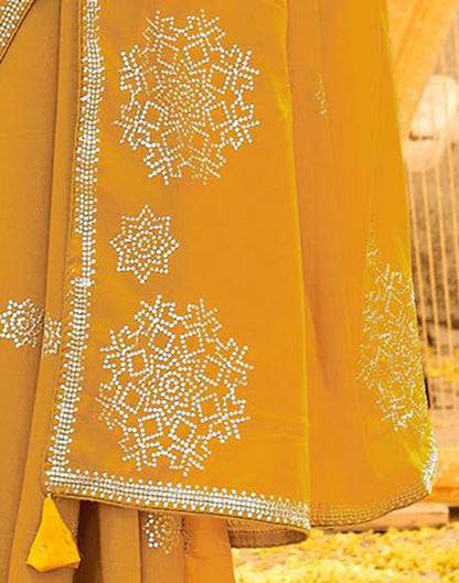 Yellow Shimmer Sequence Embroidery Saree
