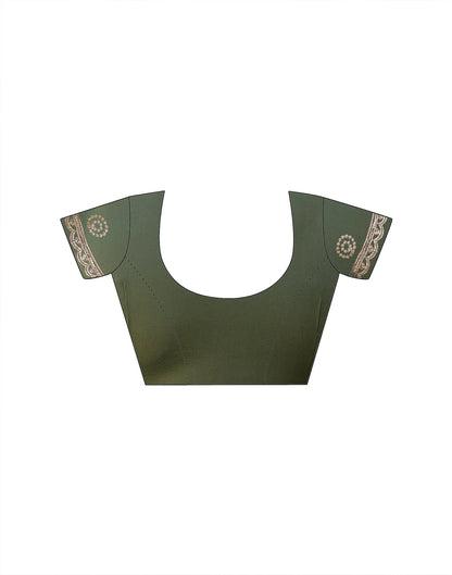 Mehandi Green Shimmer Sequence Embroidery Saree