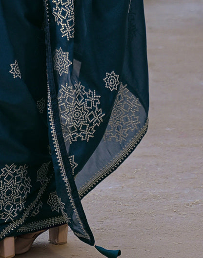 Rama Blue Shimmer Sequence Embroidery Saree