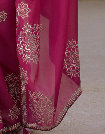 Rani Pink Shimmer Sequence Embroidery Saree