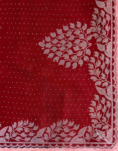 Maroon Shimmer Stone Work Swarovski Saree