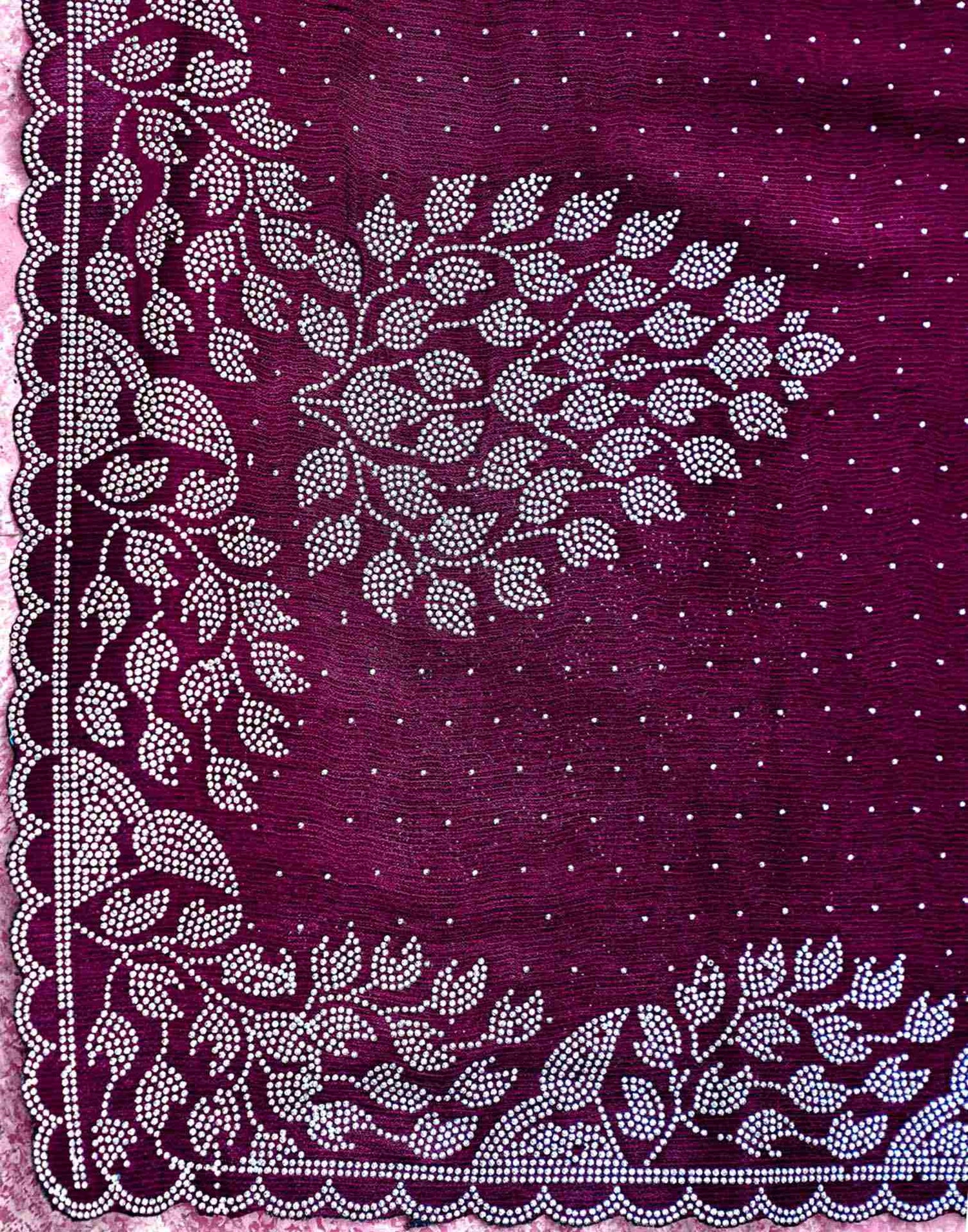 Purple Shimmer Stone Work Swarovski Saree