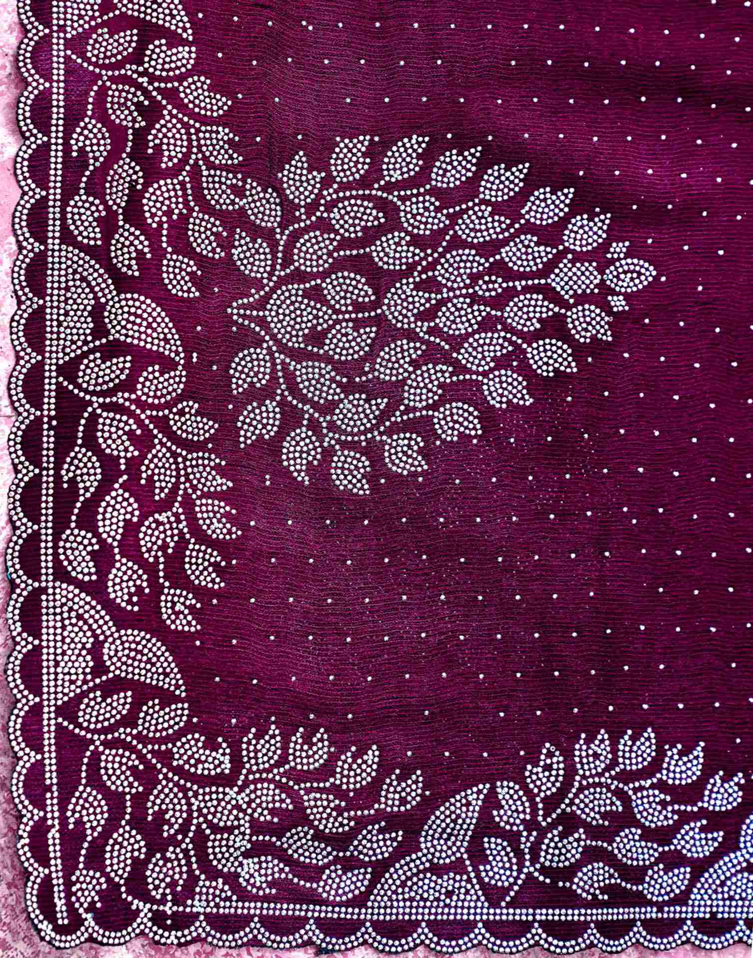 Purple Shimmer Stone Work Swarovski Saree