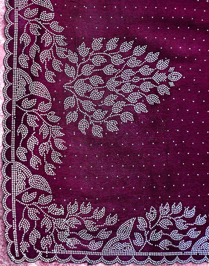Purple Shimmer Stone Work Swarovski Saree