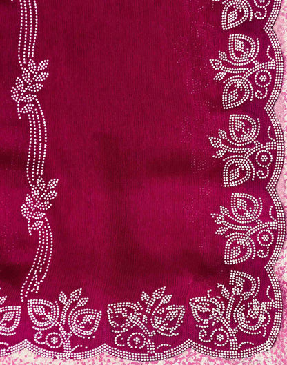 Dark Rani Pink Shimmer Stone Work Embellished Saree