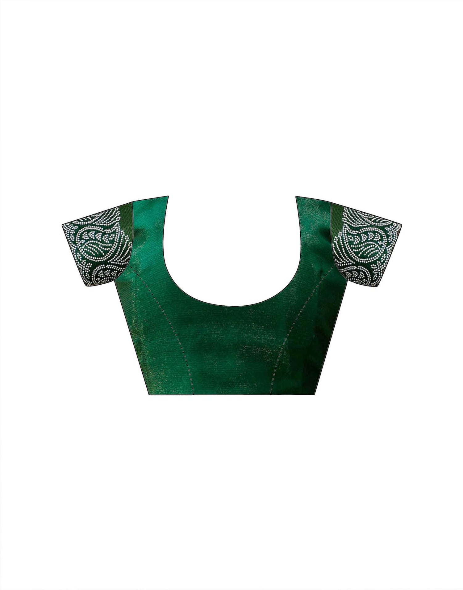 Dark Green Shimmer Stone Work Swarovski Saree