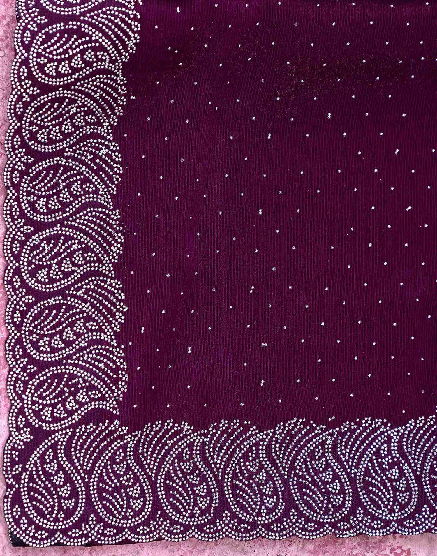 Purple Shimmer Stone Work Swarovski Saree