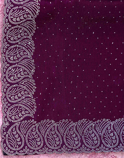 Purple Shimmer Stone Work Swarovski Saree