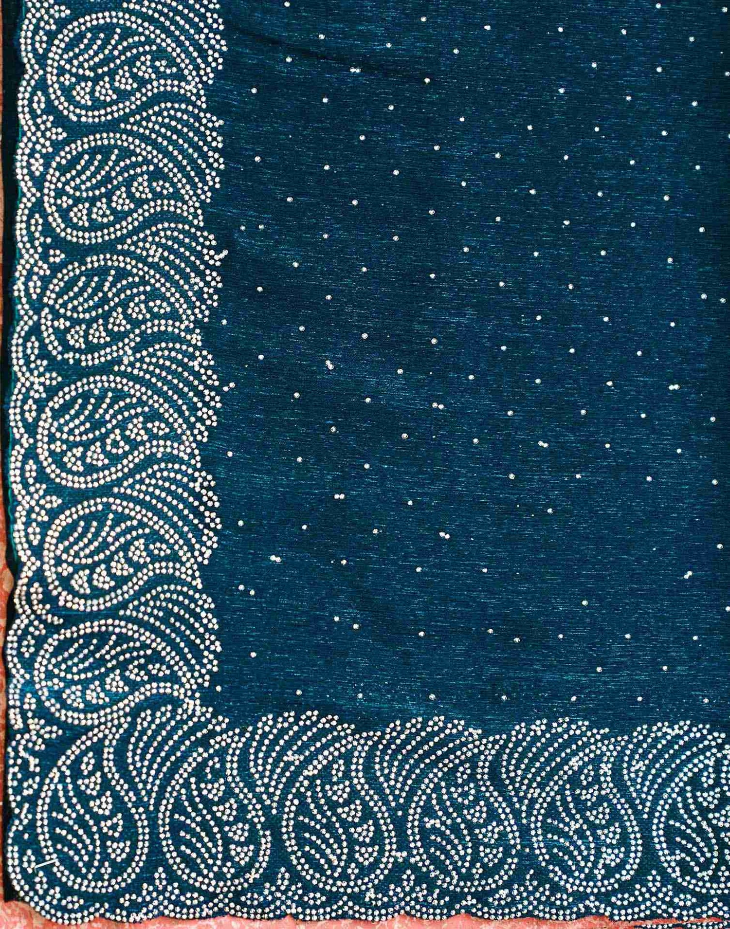 Navy Blue Shimmer Stone Work Swarovski Saree