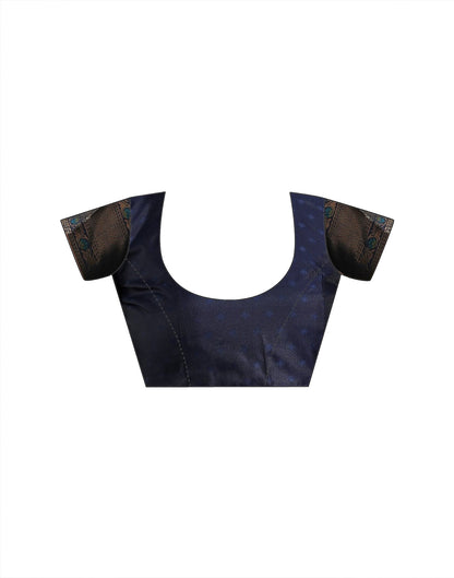 Navy Blue Silk Woven Banarasi Saree
