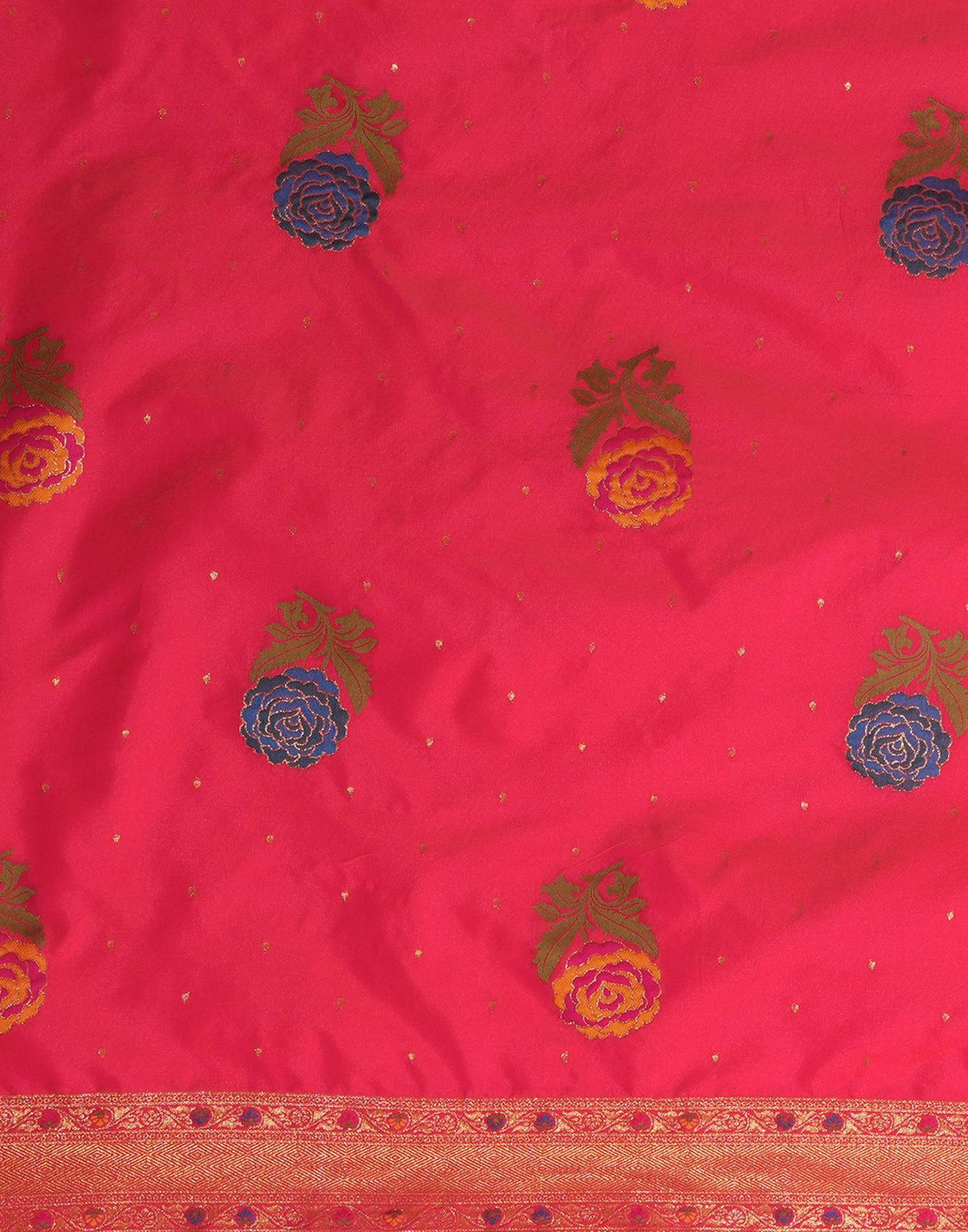Bright Pink Silk Woven Banarasi Saree