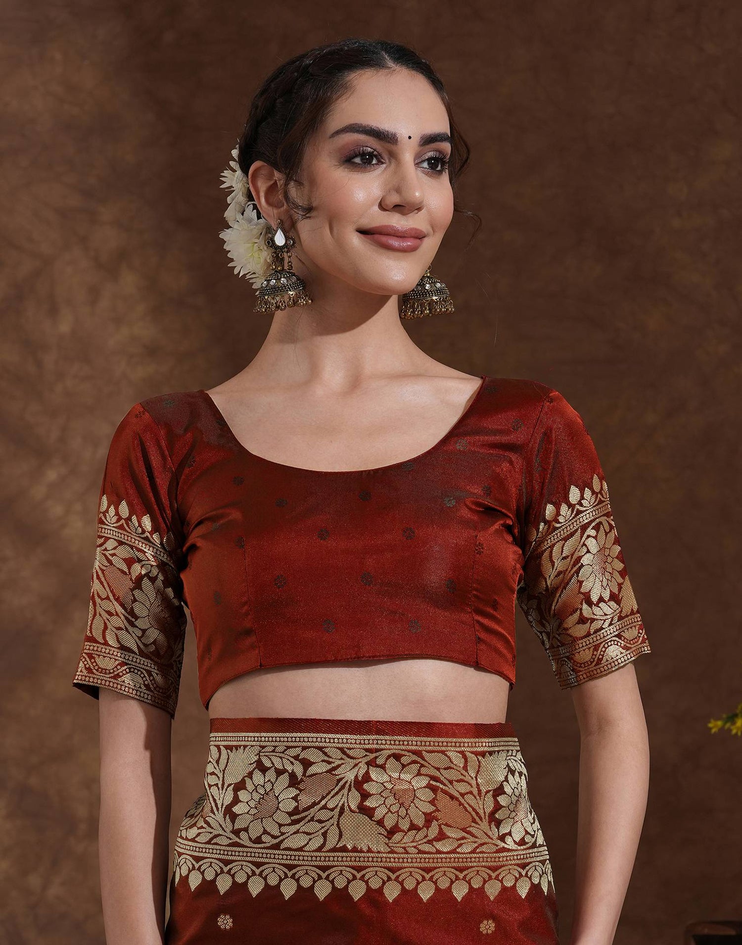 Maroon Silk Woven Kanjivaram Saree