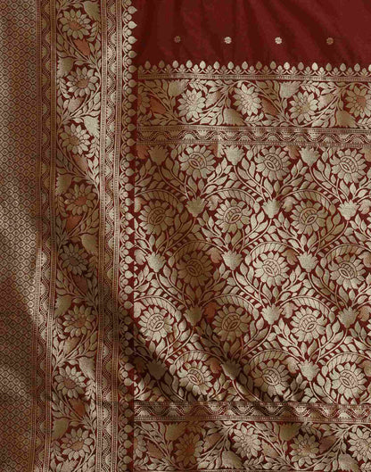 Maroon Silk Woven Kanjivaram Saree