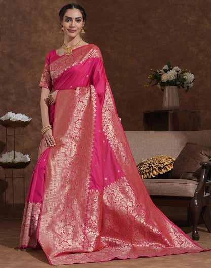Rani Pink Silk Woven Kanjivaram Saree