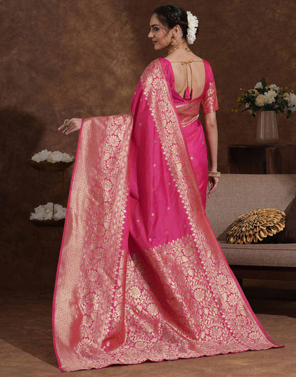 Rani Pink Silk Woven Kanjivaram Saree