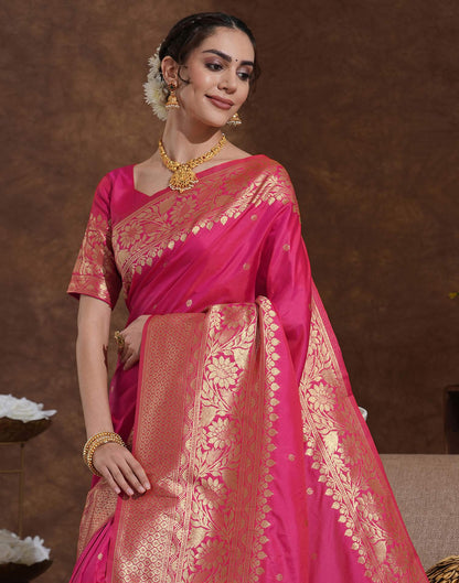 Rani Pink Silk Woven Kanjivaram Saree