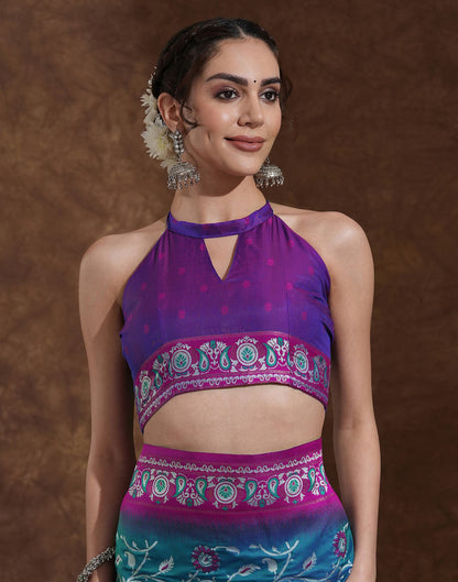 Teal Blue Silk Woven Banarasi Saree