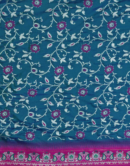 Teal Blue Silk Woven Banarasi Saree