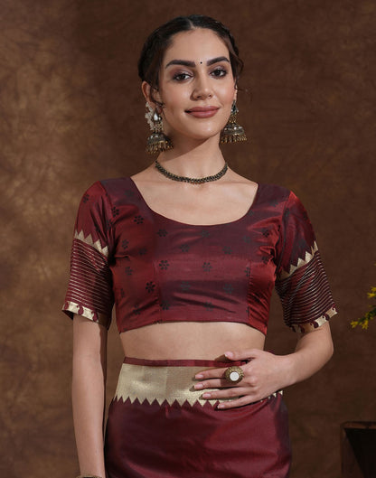 Maroon Silk Woven Kanjivaram Saree
