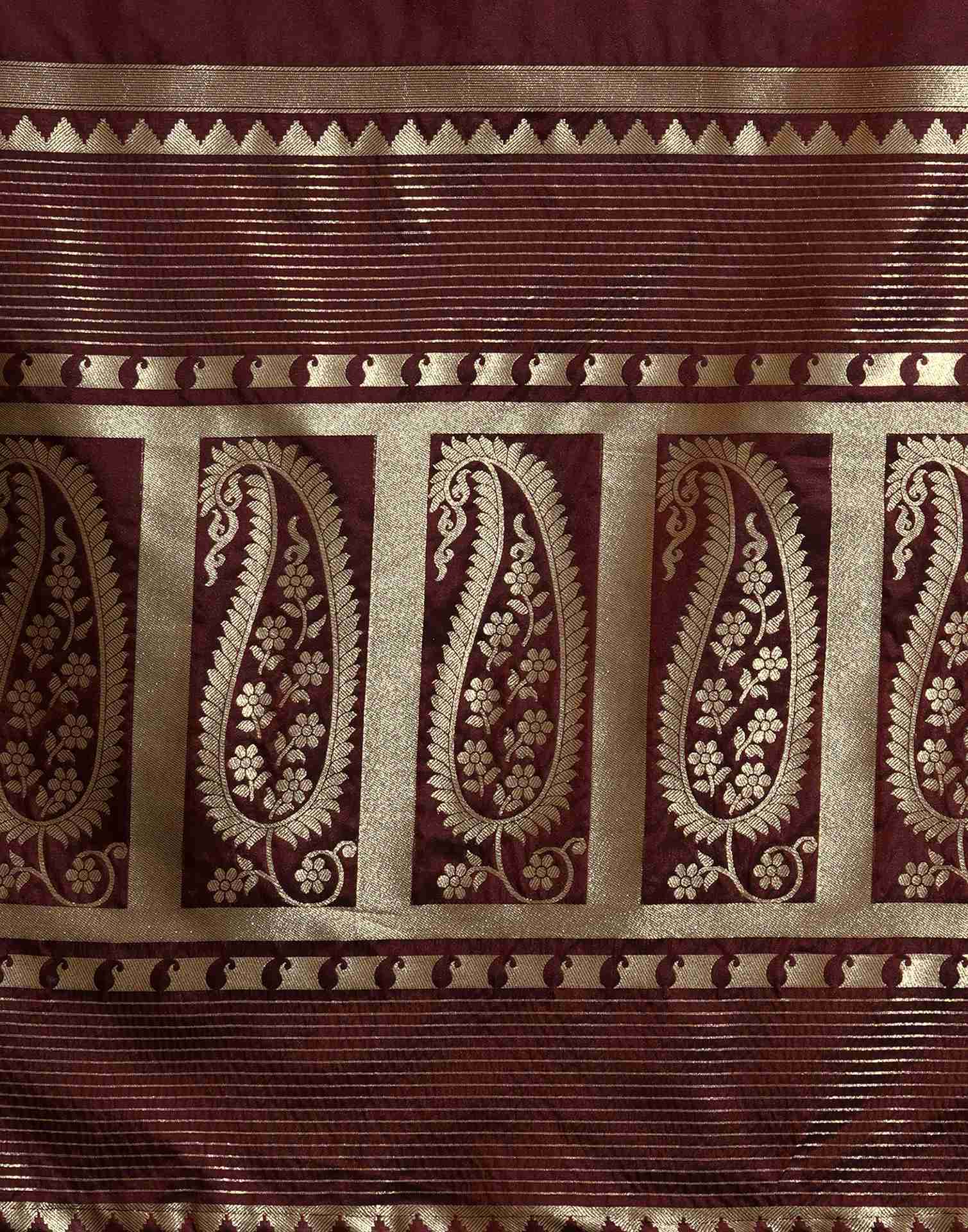 Maroon Silk Woven Kanjivaram Saree