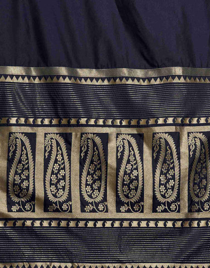 Navy Blue Silk Woven Kanjivaram Saree