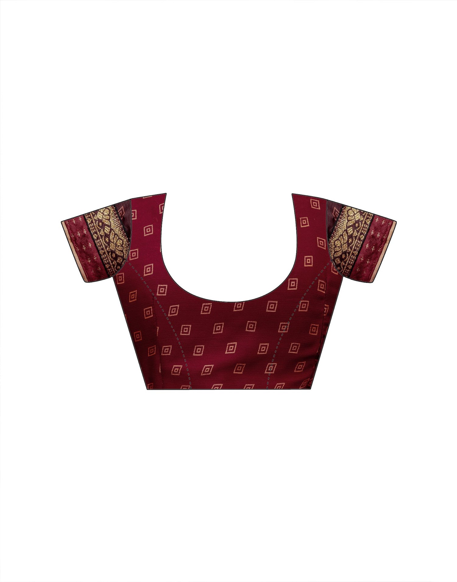 Maroon Chiffon Printed Lace Saree