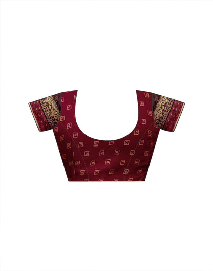 Maroon Chiffon Printed Lace Saree