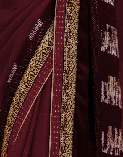 Maroon Chiffon Printed Lace Saree