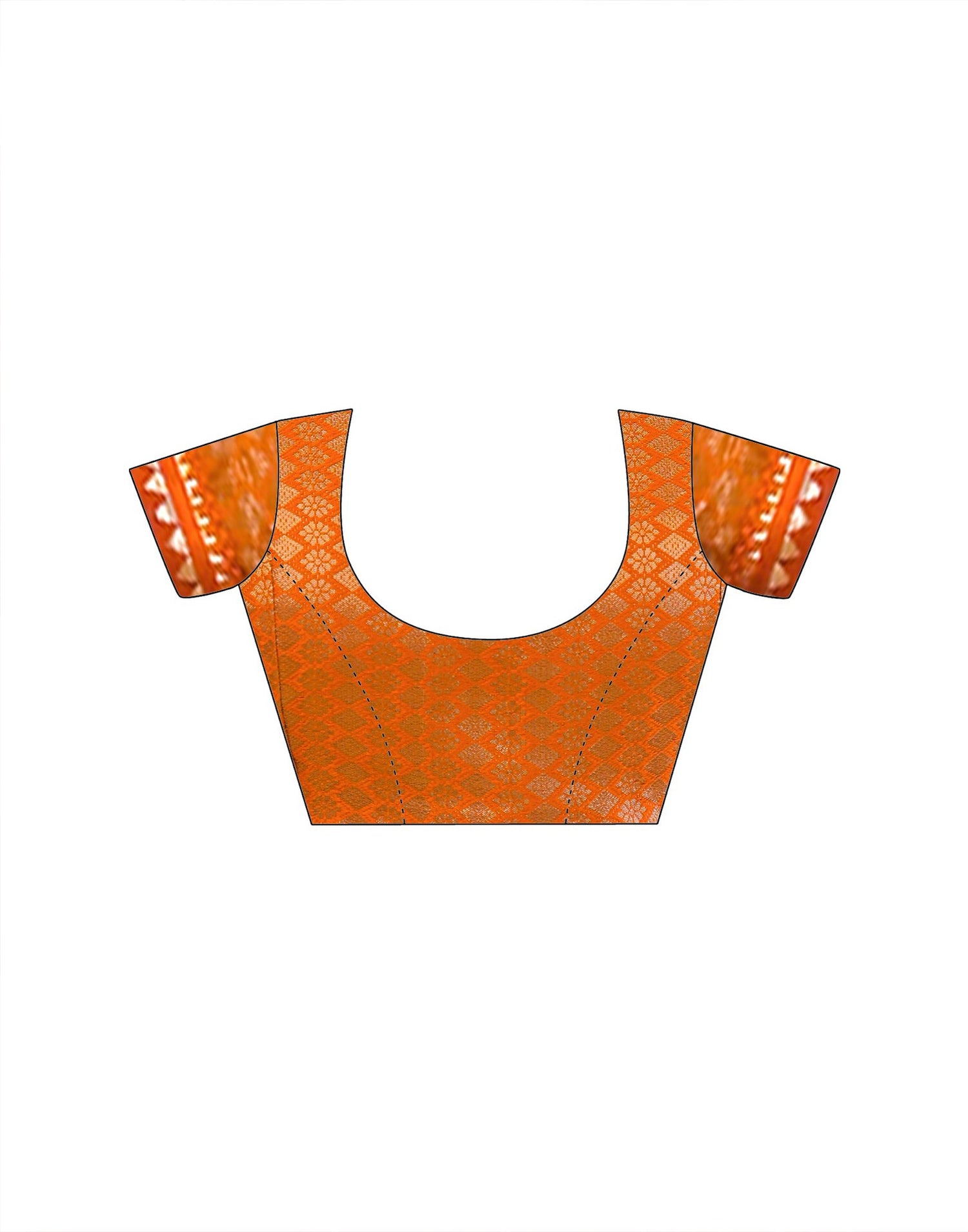 Orange Georgette Bandhani Printed Lace Saree