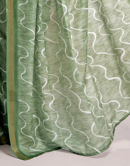 Ready To Wear Pista Green Silk Printed Saree
