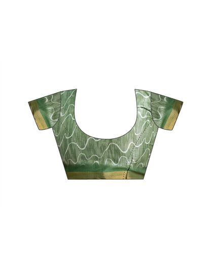 Ready To Wear Pista Green Silk Printed Saree