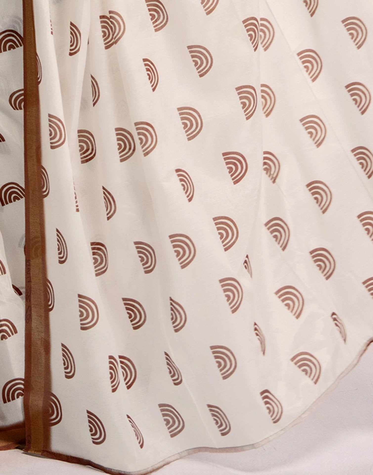 Ready To Wear Off White Silk Printed Saree