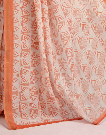 Ready To Wear Off White Silk Printed Saree