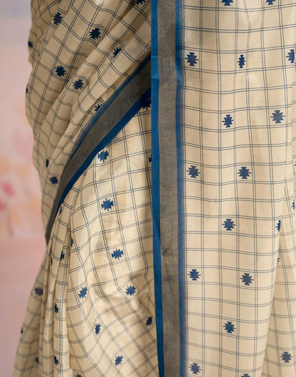 Ready To Wear Cream Silk Printed Saree