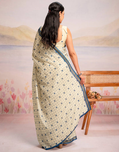 Ready To Wear Cream Silk Printed Saree