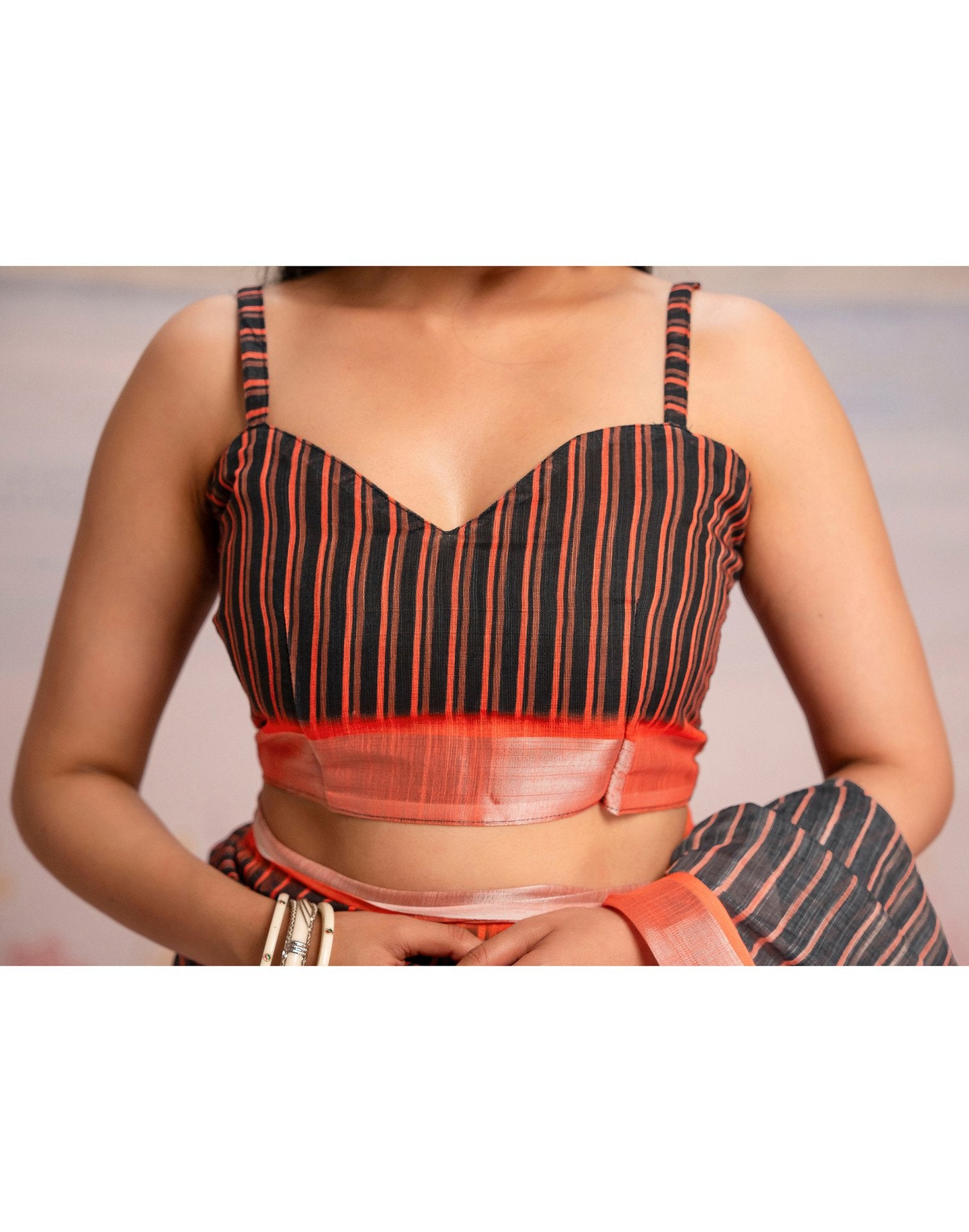 Ready To Wear Black Silk Printed Saree