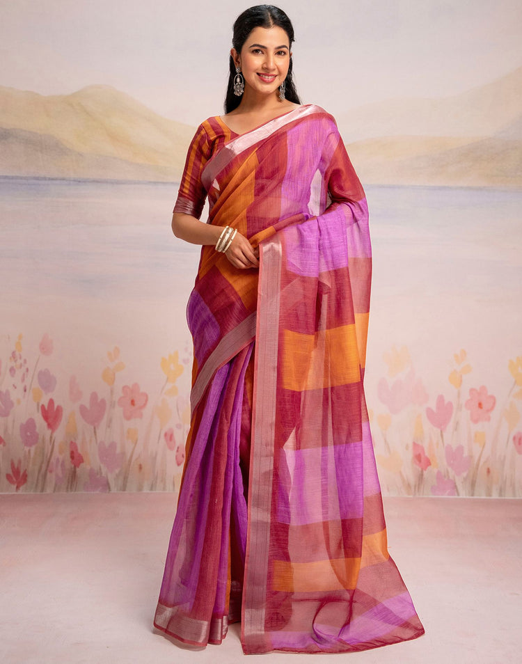 Ready To Wear Multicoloured Silk Printed Saree