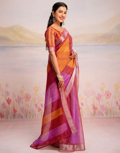 Ready To Wear Multicoloured Silk Printed Saree
