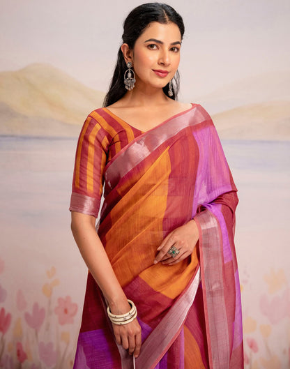 Ready To Wear Multicoloured Silk Printed Saree