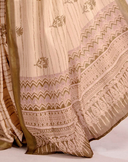 Ready To Wear Peach Silk Printed Saree