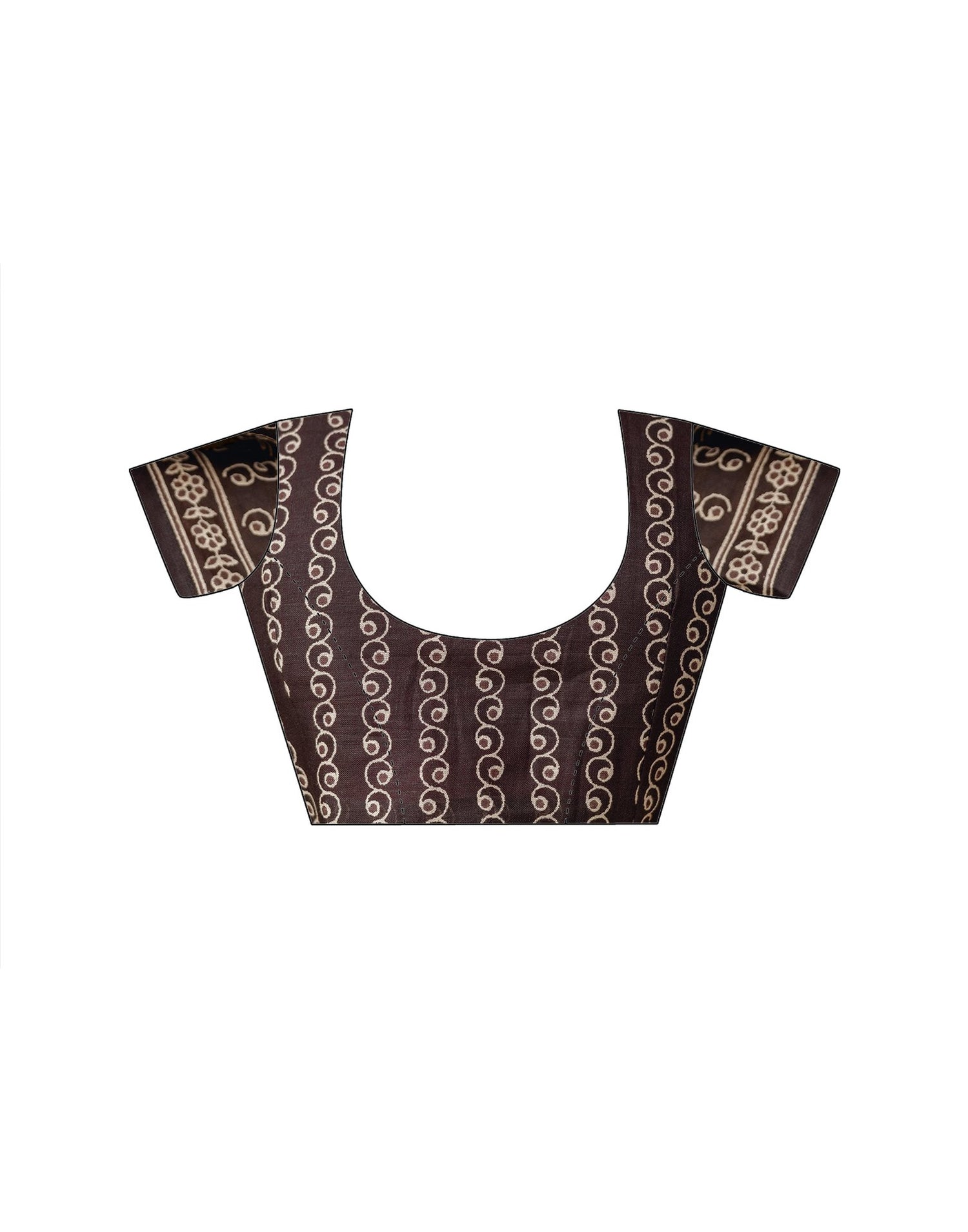Dark Brown Cotton Printed Saree