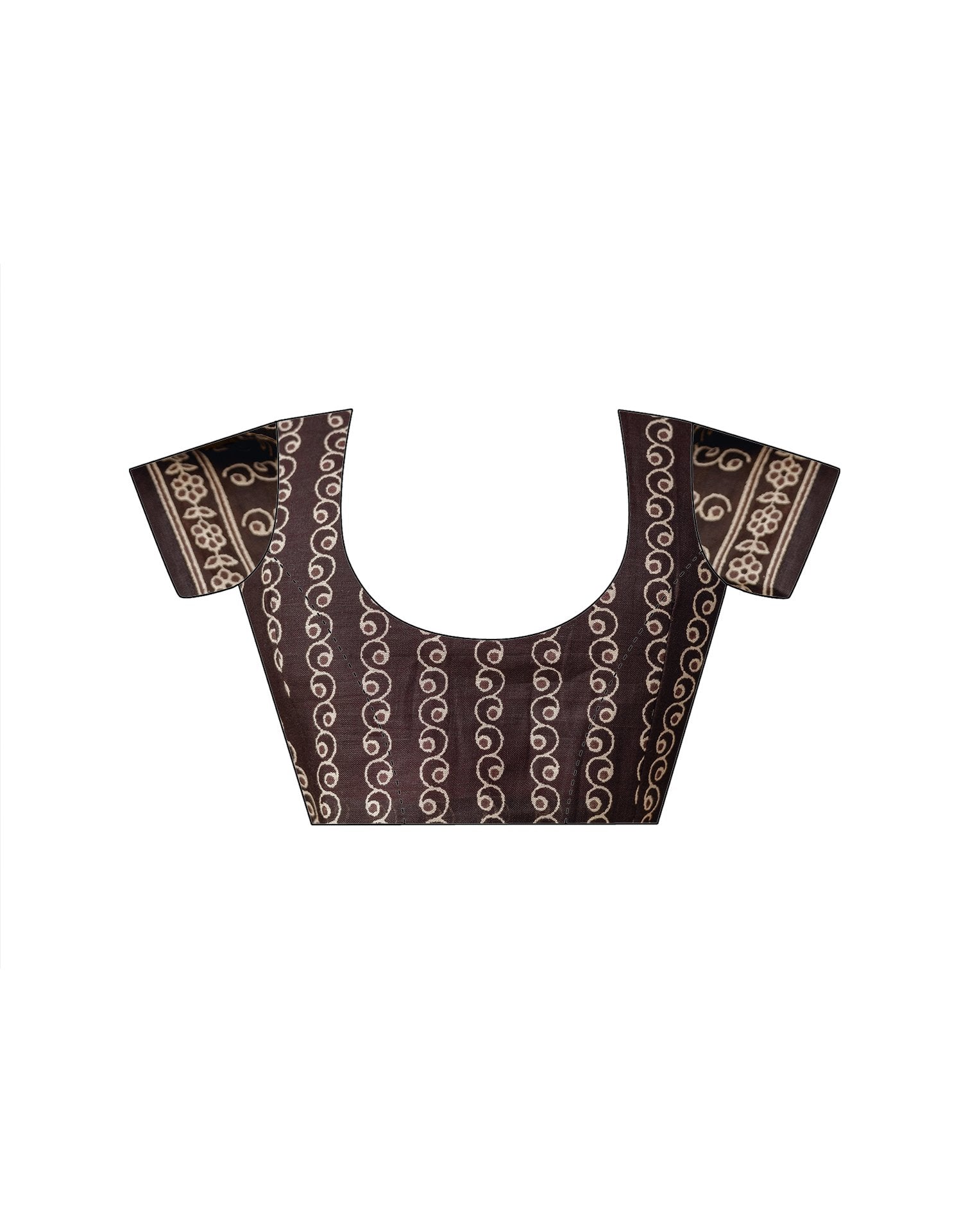 Dark Brown Cotton Printed Saree