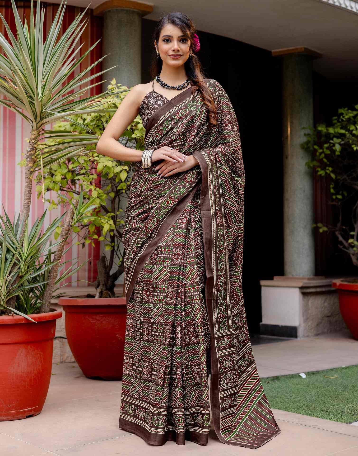 Multicoloured Cotton Printed Saree